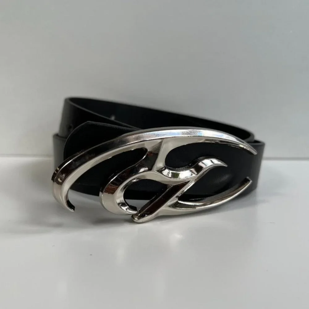 y2k 2000s chrome star futuristic emblem black and silver grunge emo belt - Picture 4 of 8